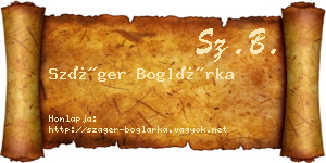 Száger Boglárka névjegykártya