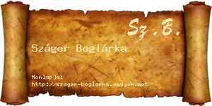 Száger Boglárka névjegykártya